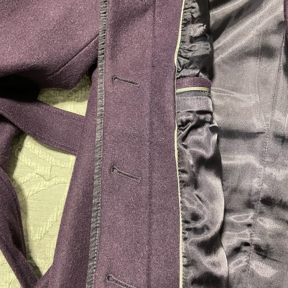 RW&CO Deep Purple Wool Blend Pea Coat with Belt ~ size Small - Picture 9 of 14